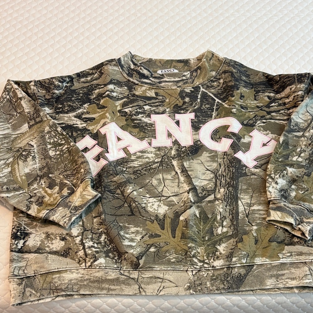 ShopFancy camo oversized mock neck pink outline